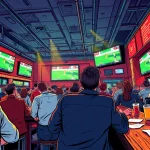 Engaged fans participate in Sports Betting at a vibrant sports bar atmosphere.