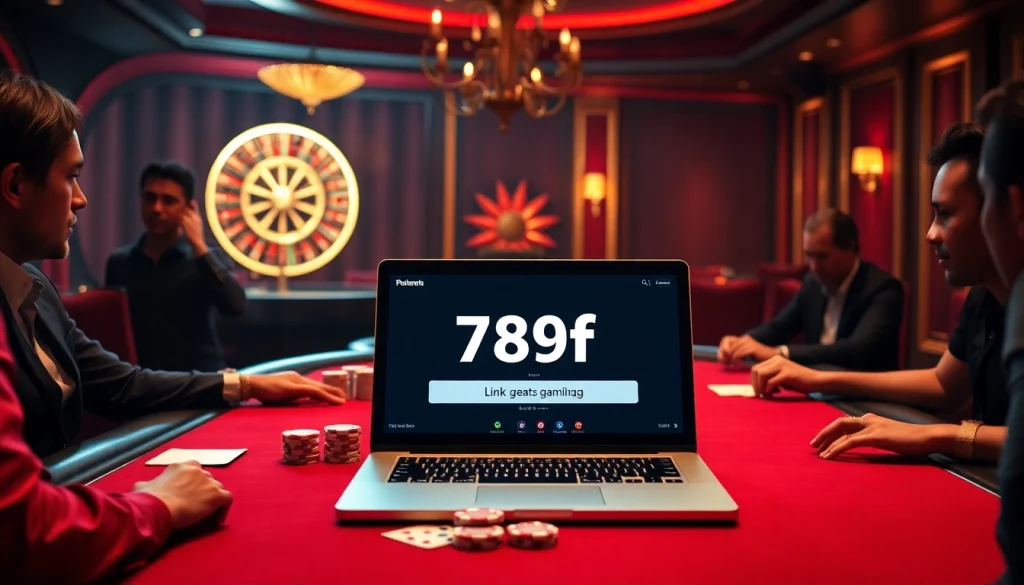 Experience high-stakes poker at a luxurious casino with 789f link prominently displayed.