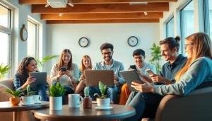 مشهد دردشة تفاعلية عبر الإنترنت يعرض شات فله مع مستخدمين متنوعين يتفاعلون اجتماعيًا.