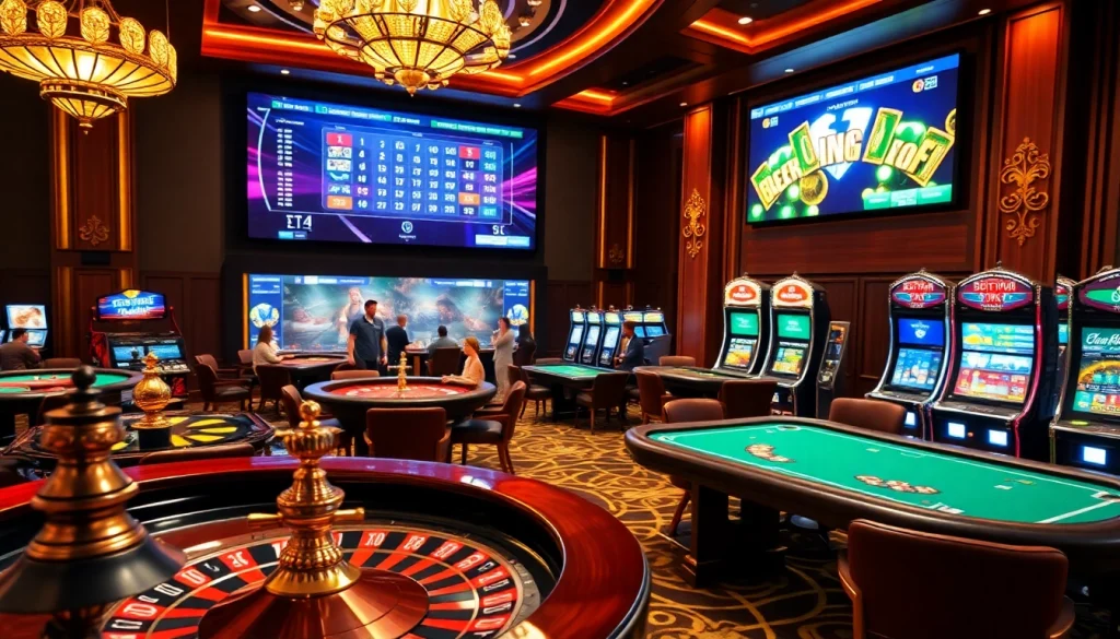 Experience the thrill of casino gaming at betbdt.art with vibrant tables and slot machines.
