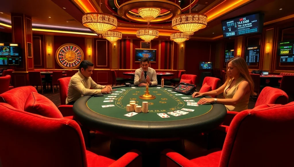 Play poker at the luxurious KK55 themed casino table, featuring plush seating and ambient lighting.
