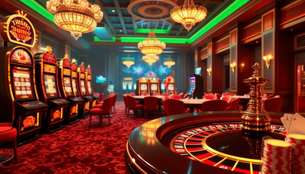 Gamblers enjoying thrilling games at https://xx88.day/ in a luxurious casino setting.