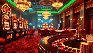 Gamblers enjoying thrilling games at https://xx88.day/ in a luxurious casino setting.