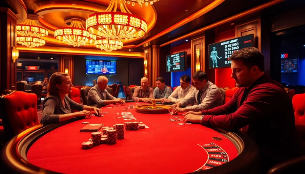 High-stakes poker action at https://mk8th.net/ featuring lively competitors and luxurious casino elements.