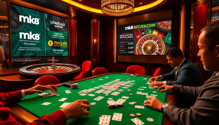 Engage with the mk8 casino experience at a high-stakes poker table featuring vibrant visuals and exciting gameplay.