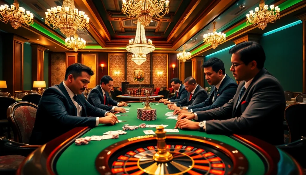 Engage in thrilling casino action with exciting nh88 table gameplay and vibrant poker chips.