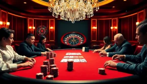 The excitement of poker at https://www.eejl88888.com/ with luxury casino elements, stunning chips, and an elegant roulette wheel.