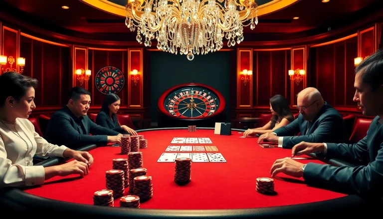 The excitement of poker at https://www.eejl88888.com/ with luxury casino elements, stunning chips, and an elegant roulette wheel.