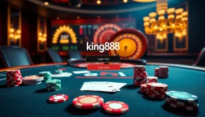Experience seamless king88 đăng nhập at a luxurious casino table with vibrant cards and chips.