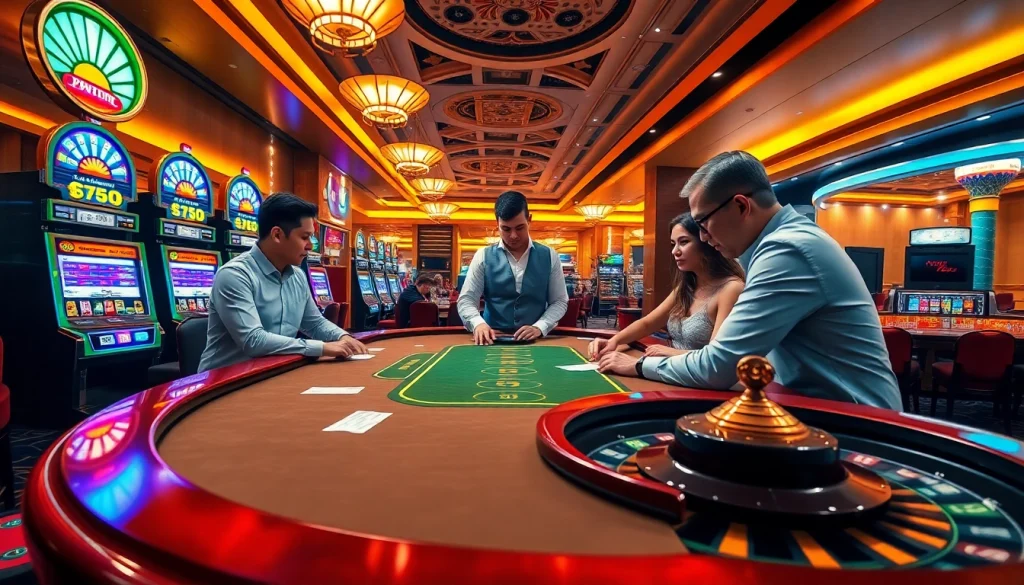 Nohu900.org offering an exciting poker game with professional dealers and vibrant casino atmosphere.