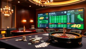 Betting scene with tỷ lệ bóng đá malaysia displayed at an upscale casino table
