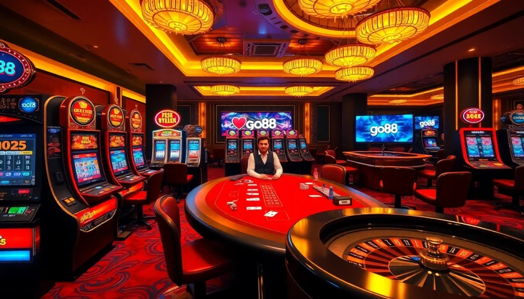 Players engaging in thrilling poker action at go88’s luxurious live casino.