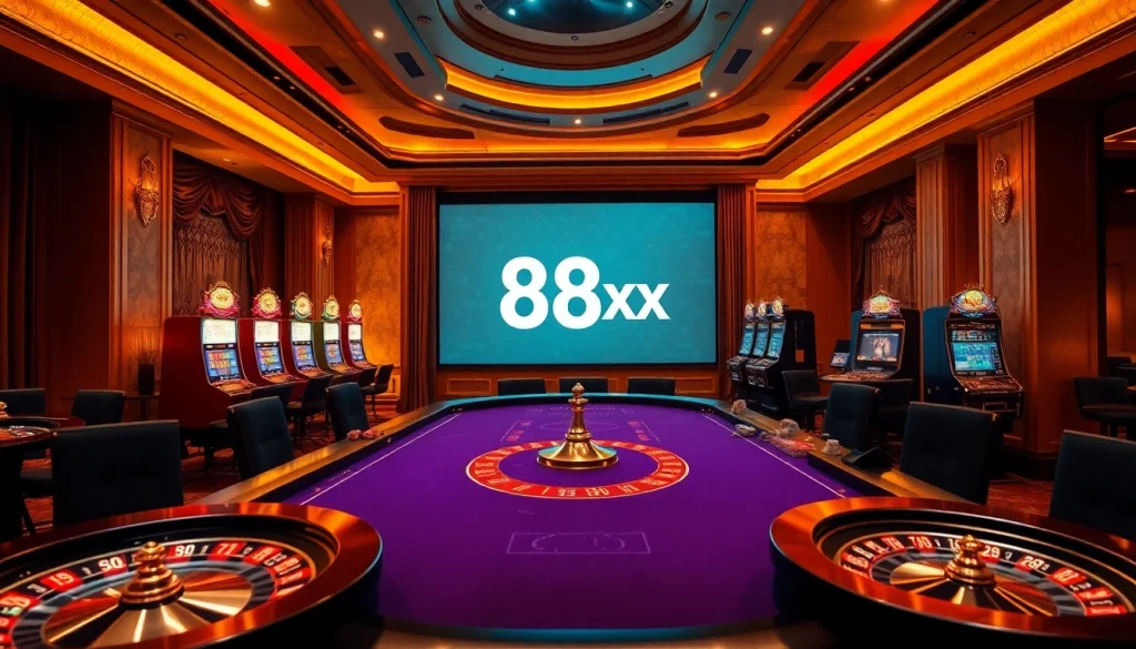 High-stakes gamblers enjoying a luxurious casino environment featuring 88xx poker tables.