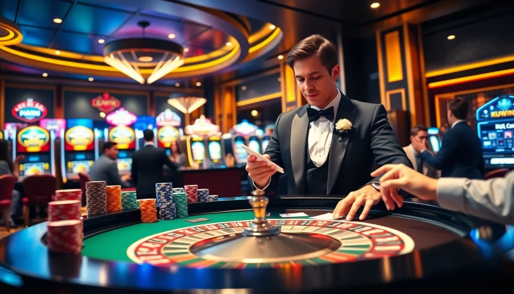 Experience the thrill of winning at KUWIN with vibrant casino gaming scenes.