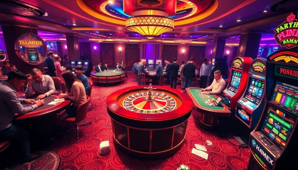 Gambler placing bets at a vibrant casino table with haywin branding, capturing the excitement.