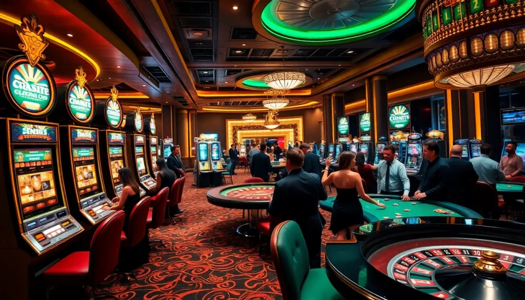 Players enjoying a thrilling game at https://impactxoft.com with vibrant tables and elegant decor.