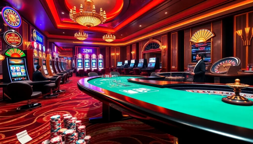 Experience the thrill of a 32WIN casino with dynamic games, vibrant slot machines, and strategic card play.