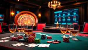 High-stakes poker table at https://www.eejl88888.com/ showcasing vibrant chips and elegant cards.