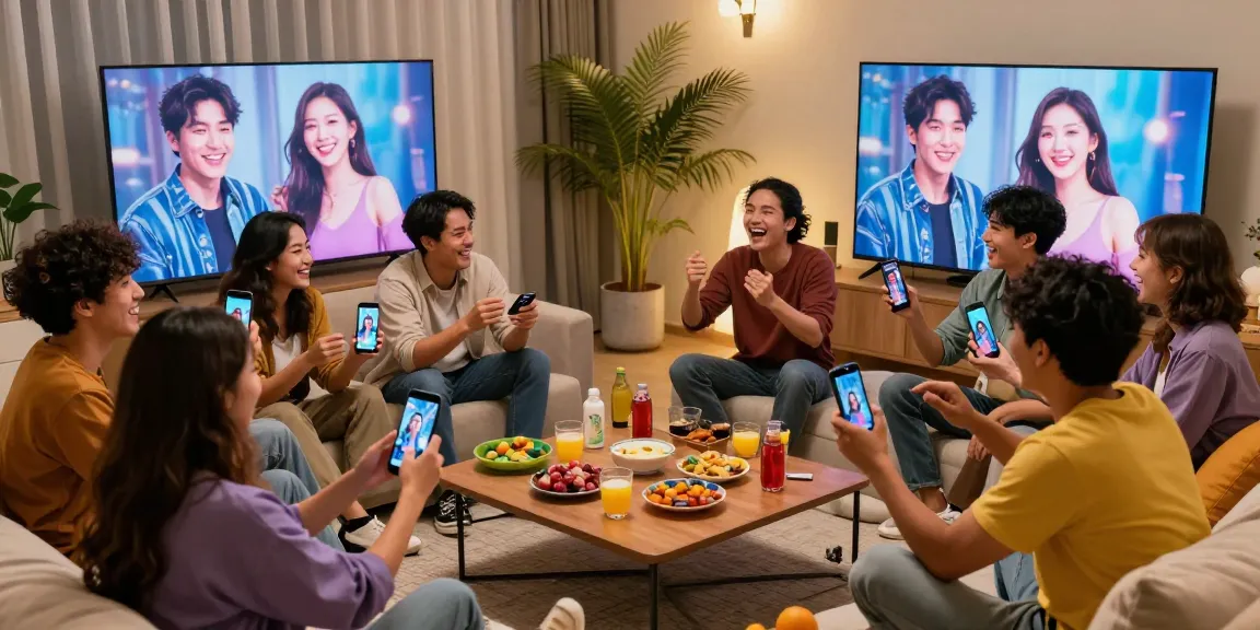 Friends enjoying a game of smash or pass with AI-generated images during a lively party